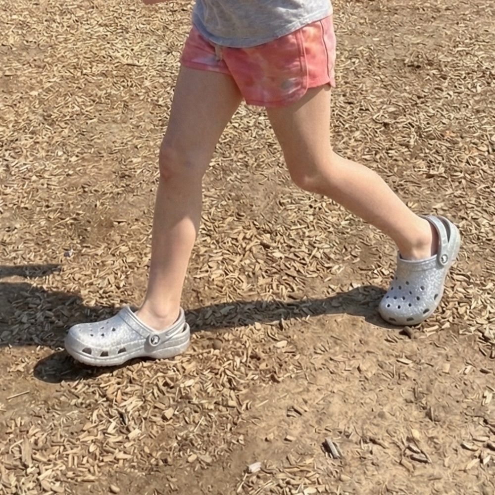Crocs Kids Silver Clogs Sz 5